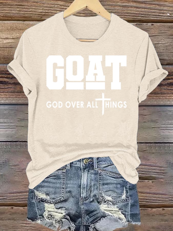 Women's GOD OVER ALL THINGS printed T-shirt