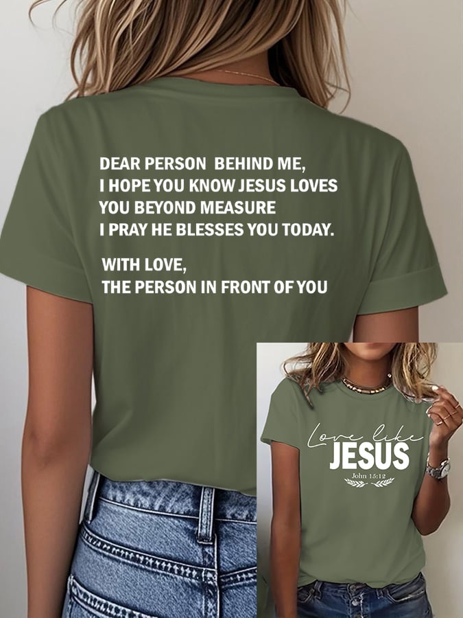 Women's Love Like Jesus Print Casual T-Shirt