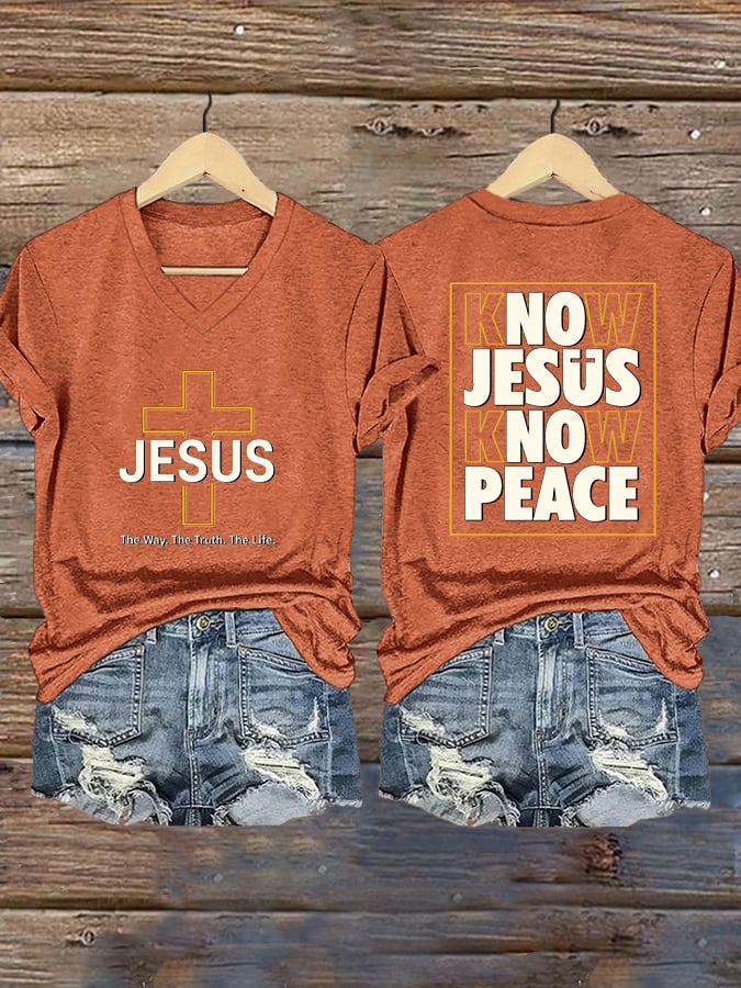 Women'S KNOW JESUS KNOW PEACE Print Short Sleeve T-Shirt