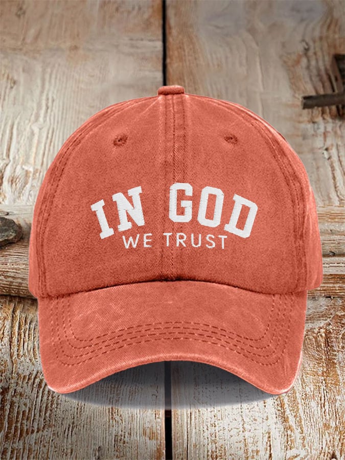 Unisex Distressed Washed Cotton "Faith" Embroidered Hat