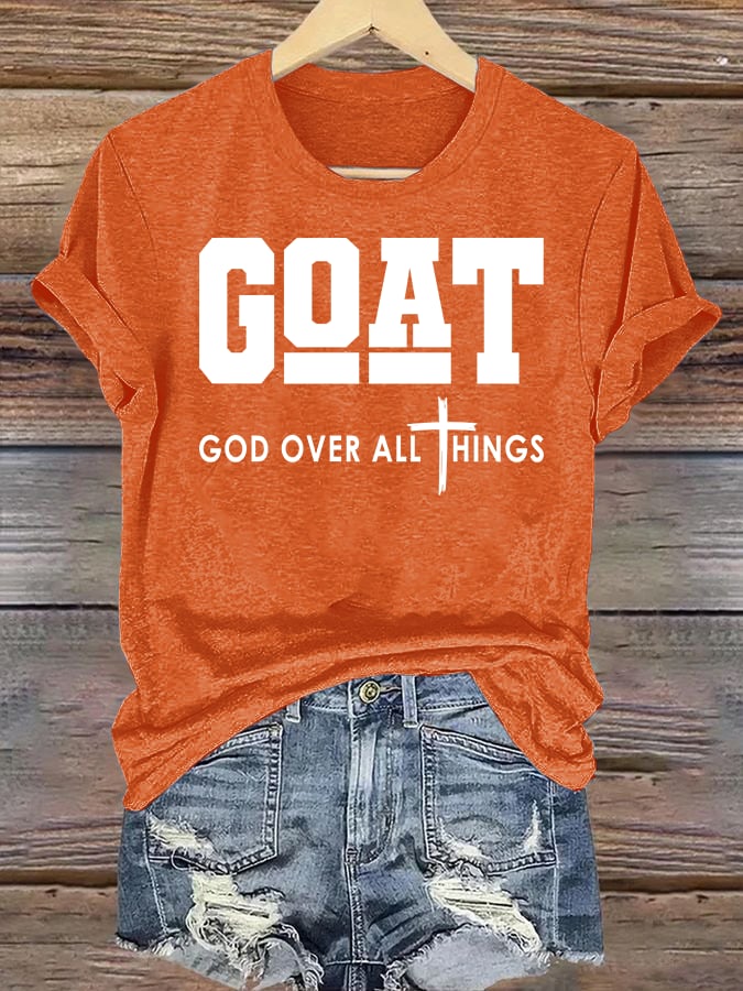 Women's GOD OVER ALL THINGS printed T-shirt