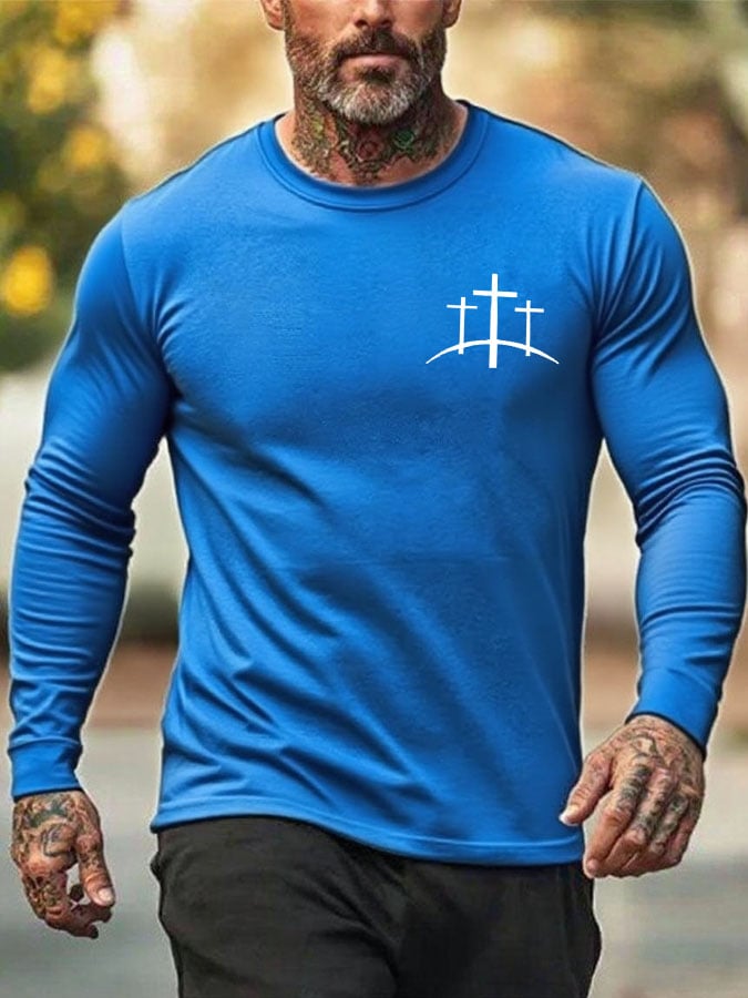 Men's Faith Cross Print Crew Neck T-shirt
