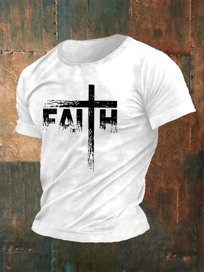 Men's Faith Cross Print Classic T-shirt
