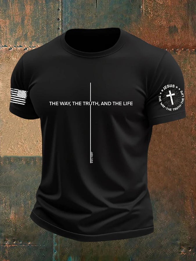 Men's Jesus The Way The TruthThe Life Print Round Neck T-Shirt