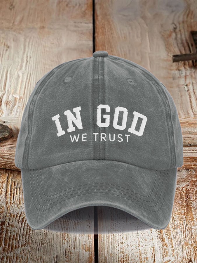 Unisex Distressed Washed Cotton "Faith" Embroidered Hat