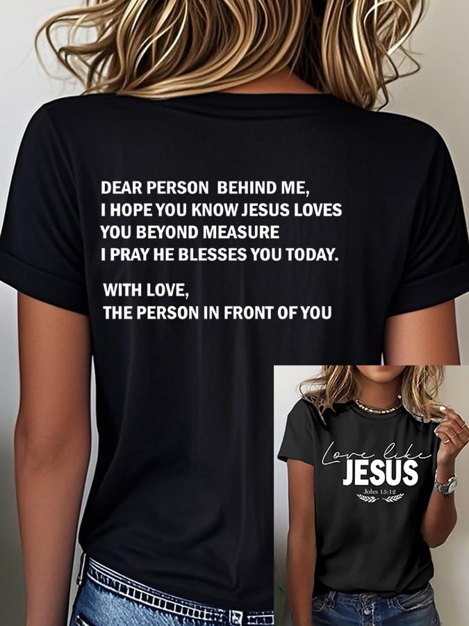 Women's Love Like Jesus Print Casual T-Shirt