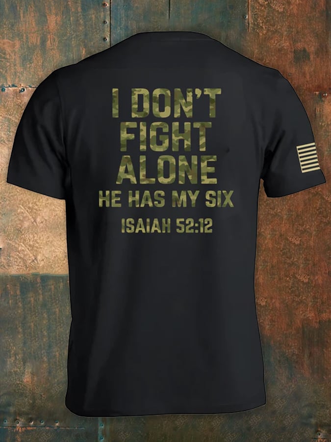 🔥Hot Sale Picks 🔥I Don'T Fight Alone, He Covers Me Christian Faith Print Men'S Short-Sleeved T-Shirt