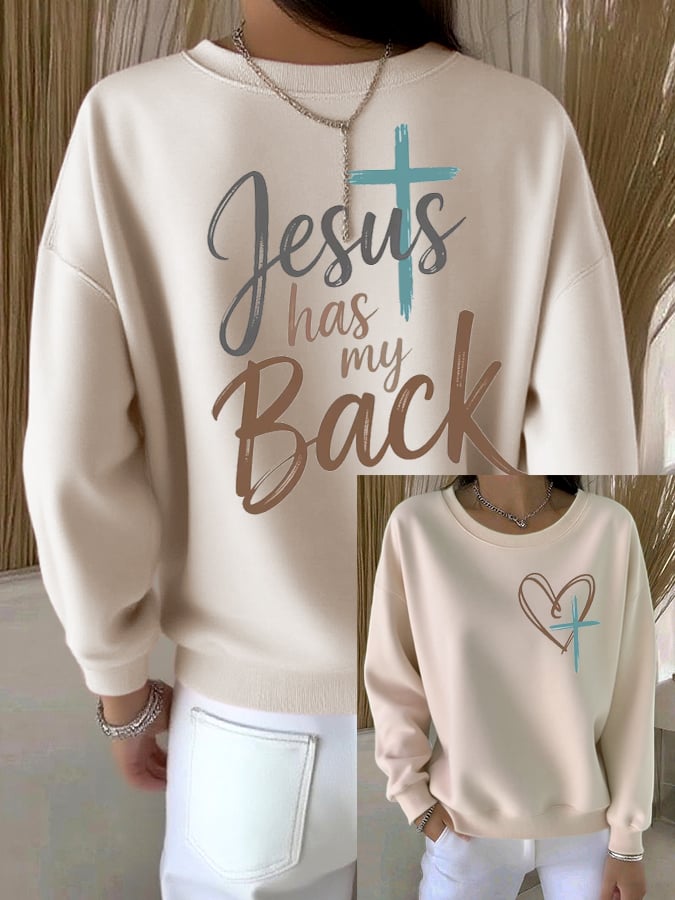 Women's Jesus has My Back Print Sweatshirt
