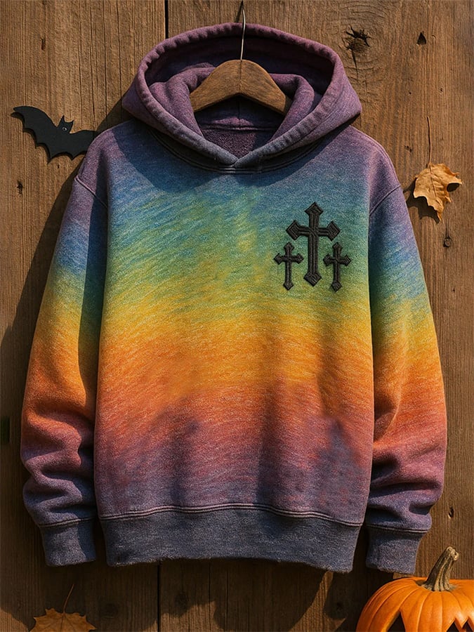 Women's Casual Faith Cross Print Hoodie