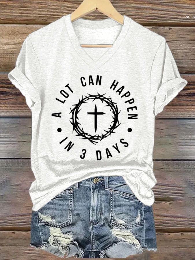 🔥Hot Sale Picks 🔥Women's A Lot Can Happen In 3 Days Print T-Shirt