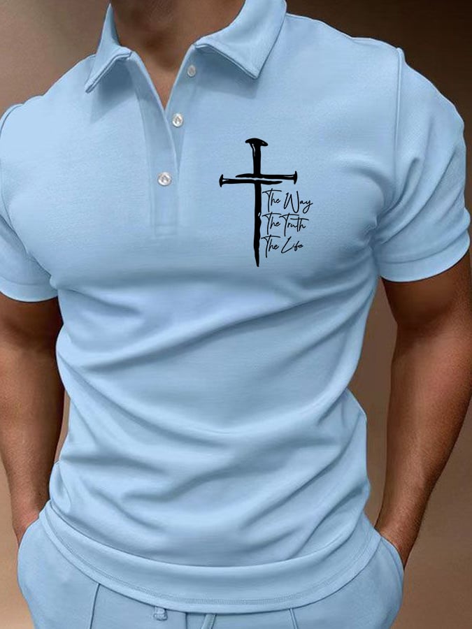 Men's Jesus The Way The Truth The Life Print Polo Shirt