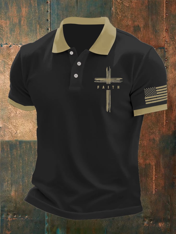 Men's Casual Contrast Color Faith Polo