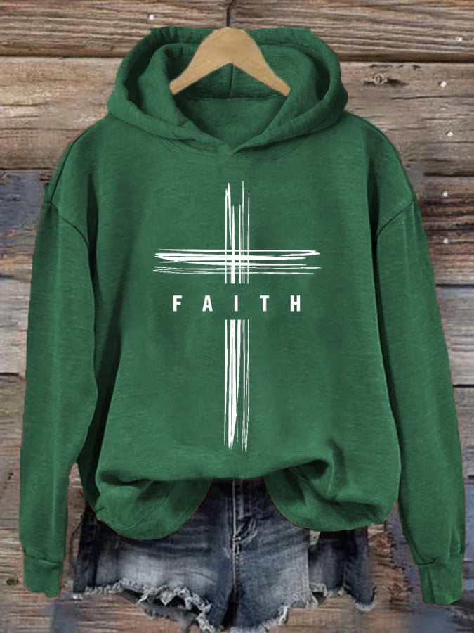 Women'S Faith Printed Casual Hoodie