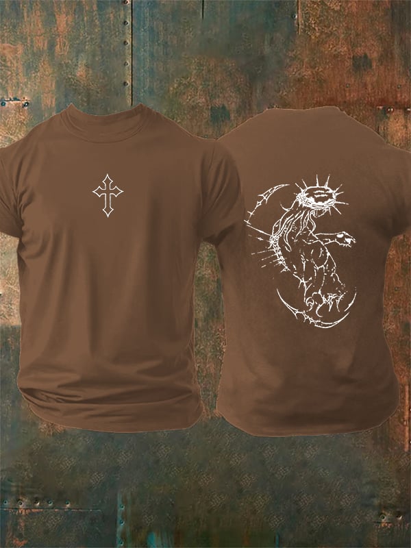 Unisex Fearless Cross Print Acid Washed T-shirt