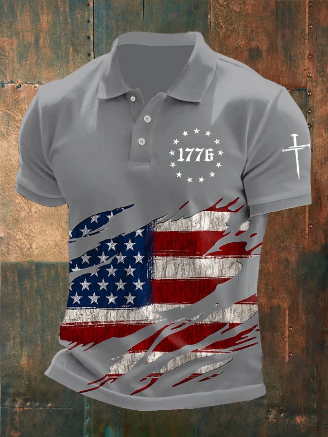 Men's Faith Cross Printed Casual POLO Shirt