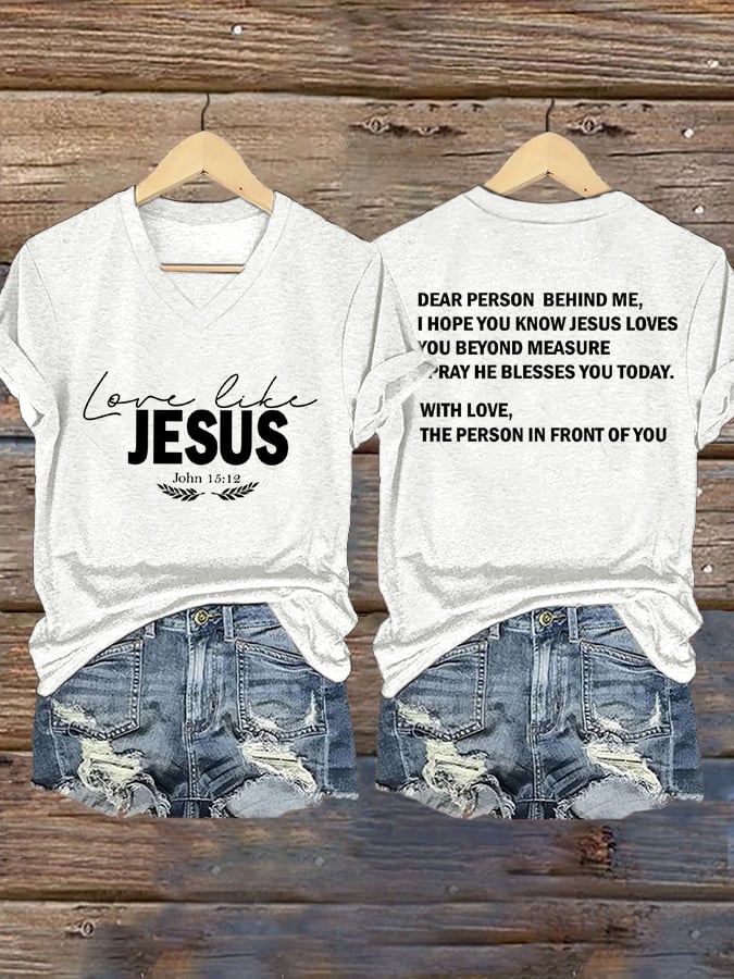 Women's Love Like Jesus Print Casual T-Shirt