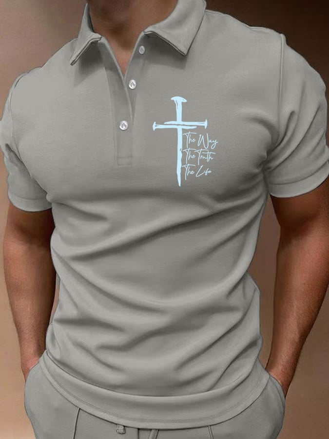 Men's Jesus The Way The Truth The Life Print Polo Shirt