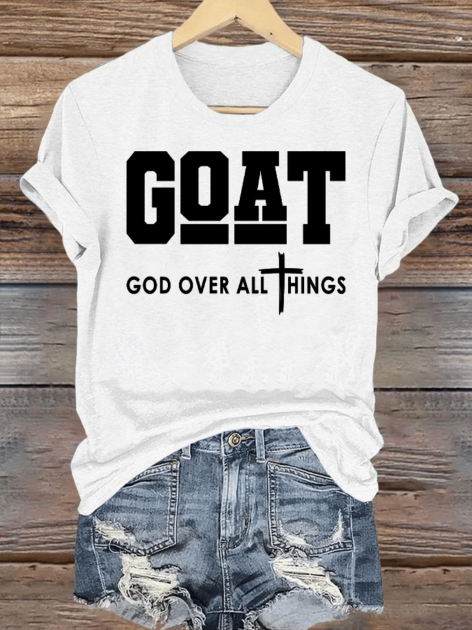 Women's GOD OVER ALL THINGS printed T-shirt