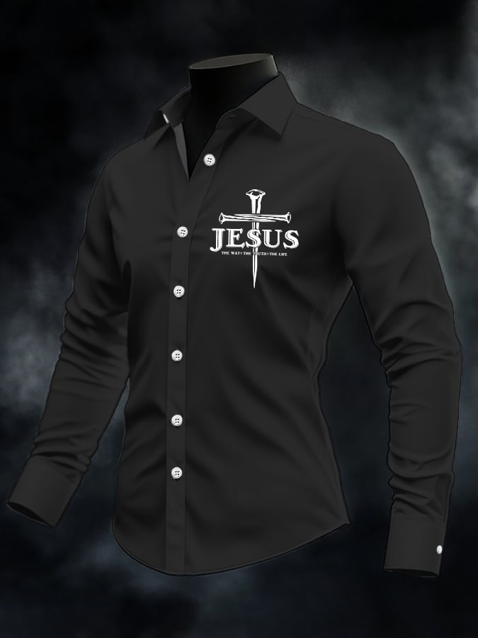 Men's Jesus The Way The Truth The Life Print Casual Shirt