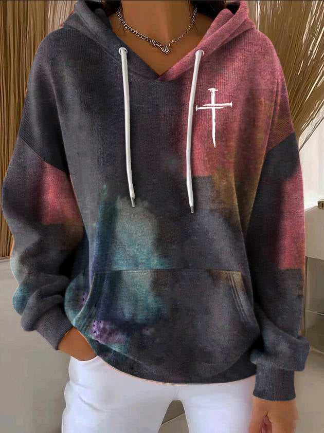 Women's Casual Autumn Faith Contrast Color Square Striped Cardigan Hoodie