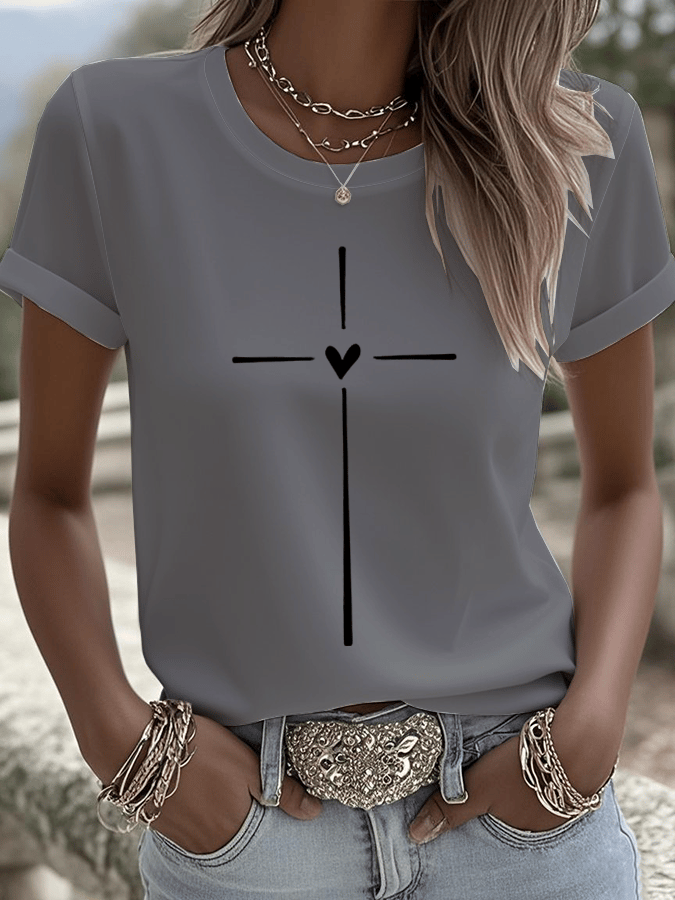Women's Faith Print Round Neck T-shirt