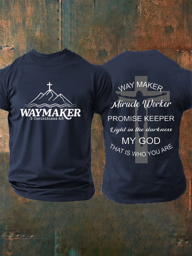 Men's Faith Waymaker Print Casual T-Shirt