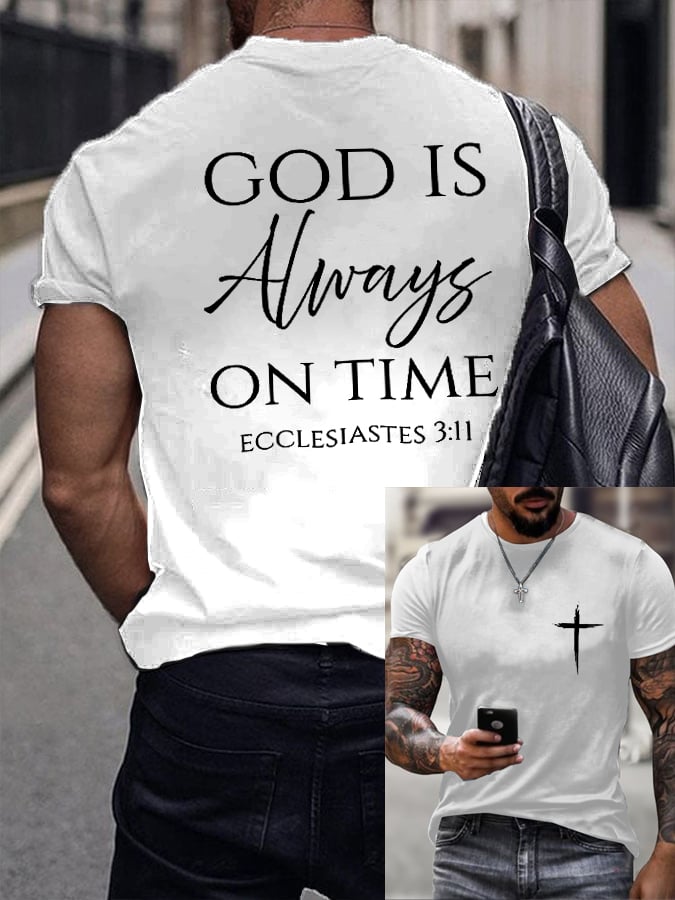 Men's God Is Always On Time Printed Shirt