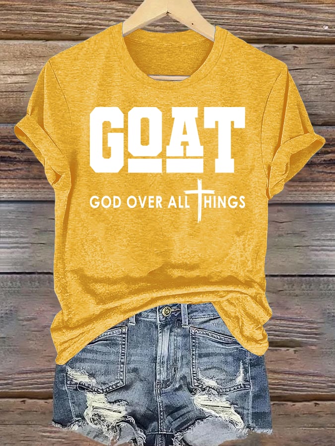 Women's GOD OVER ALL THINGS printed T-shirt