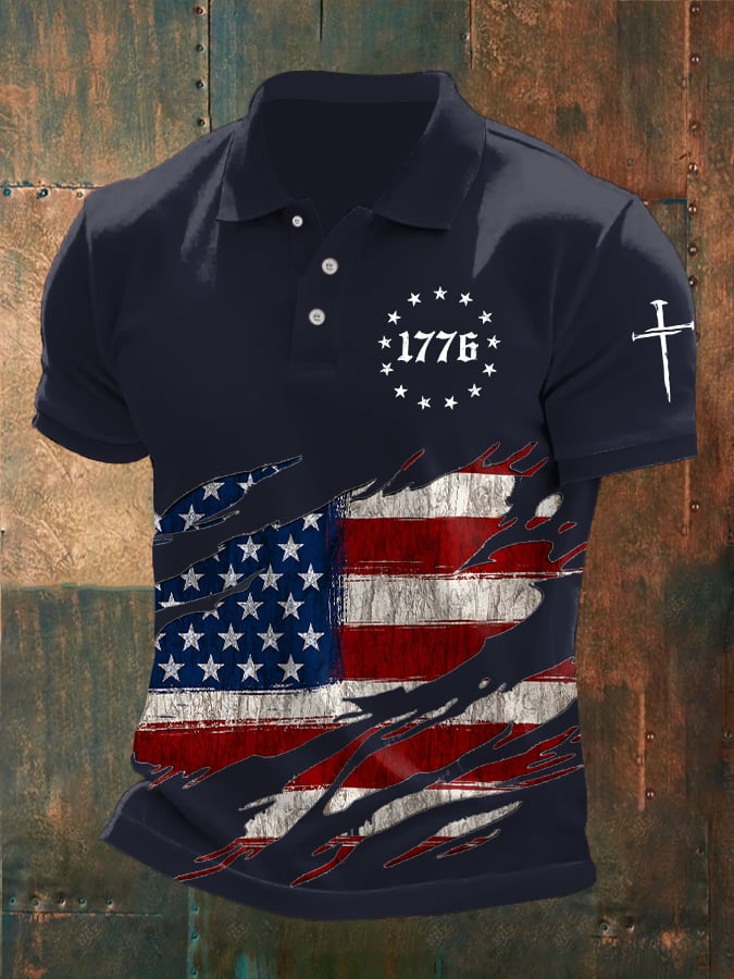 Men's Faith Cross Printed Casual POLO Shirt