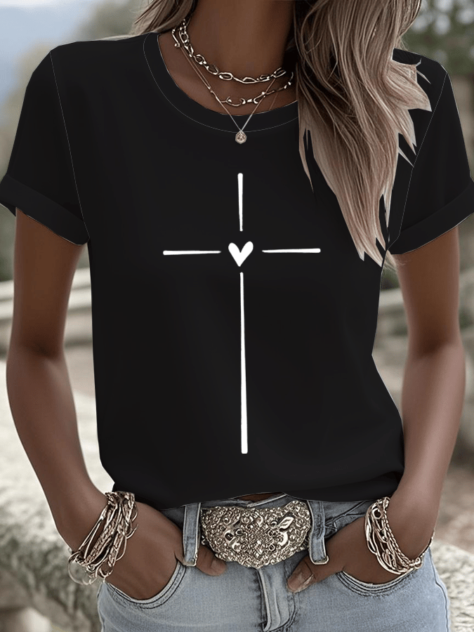 Women's Faith Print Round Neck T-shirt