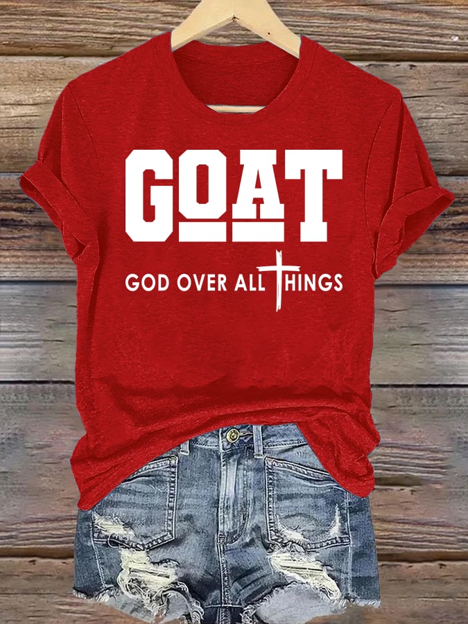 Women's GOD OVER ALL THINGS printed T-shirt
