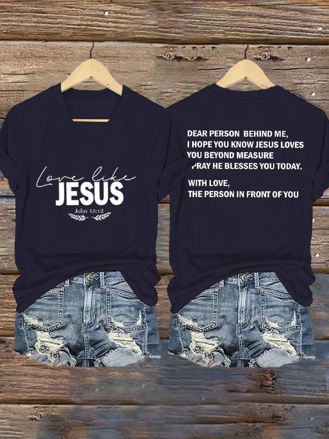 Women's Love Like Jesus Print Casual T-Shirt