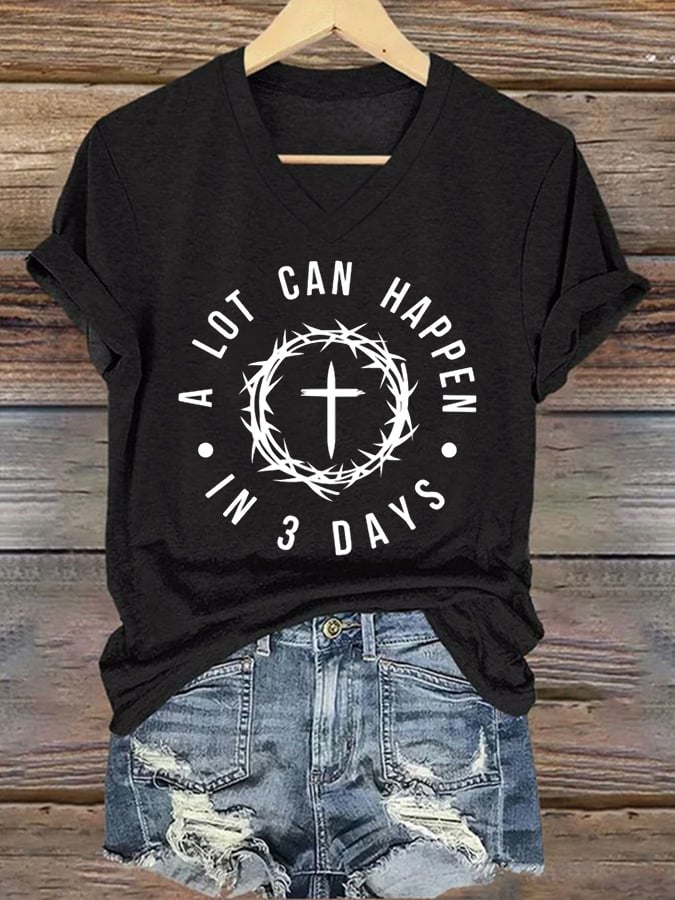 🔥Hot Sale Picks 🔥Women's A Lot Can Happen In 3 Days Print T-Shirt