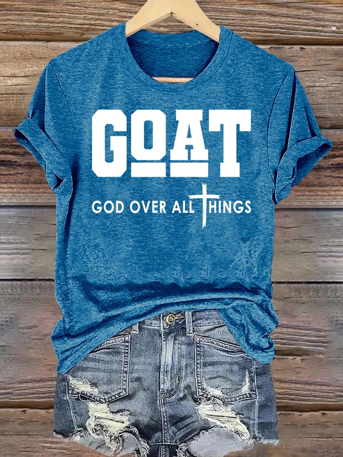 Women's GOD OVER ALL THINGS printed T-shirt