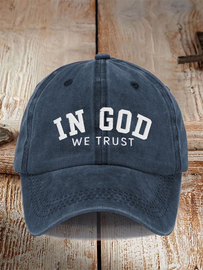 Unisex Distressed Washed Cotton "Faith" Embroidered Hat