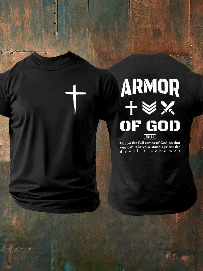 Men's Christian Armor of God Front and back Design Casual T-Shirt