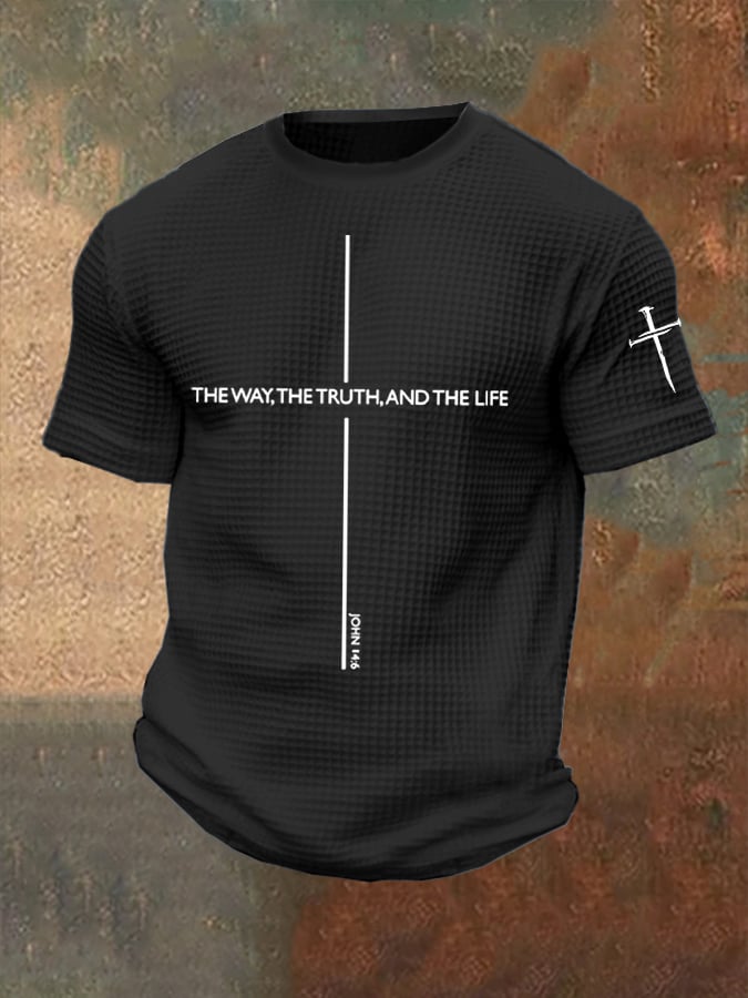 Men's Jesus The Way The Truth The Life Print Casual Waffle T-Shirt