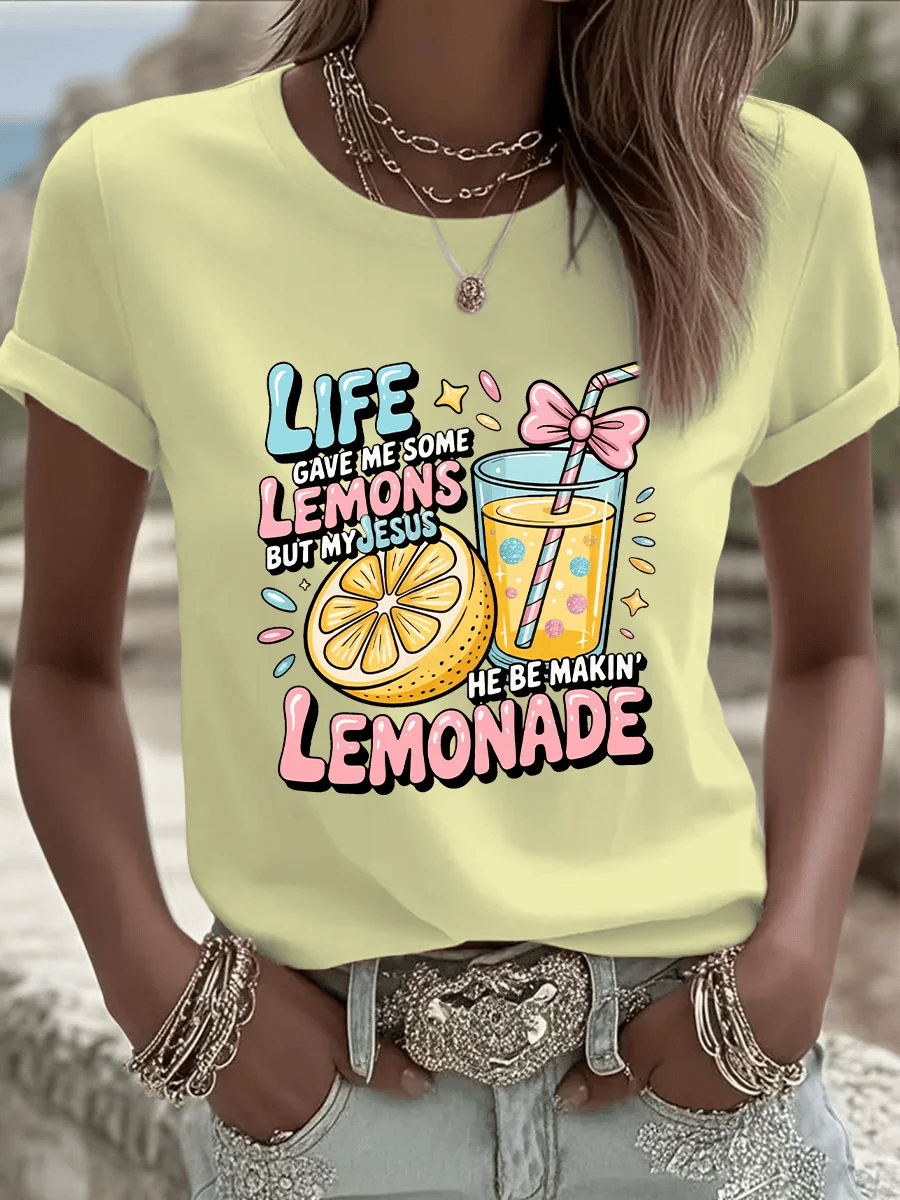 Women's Life Gave Me Some Lemons, But My Jesus Turned Them Into Lemonade Faith Print Shirt