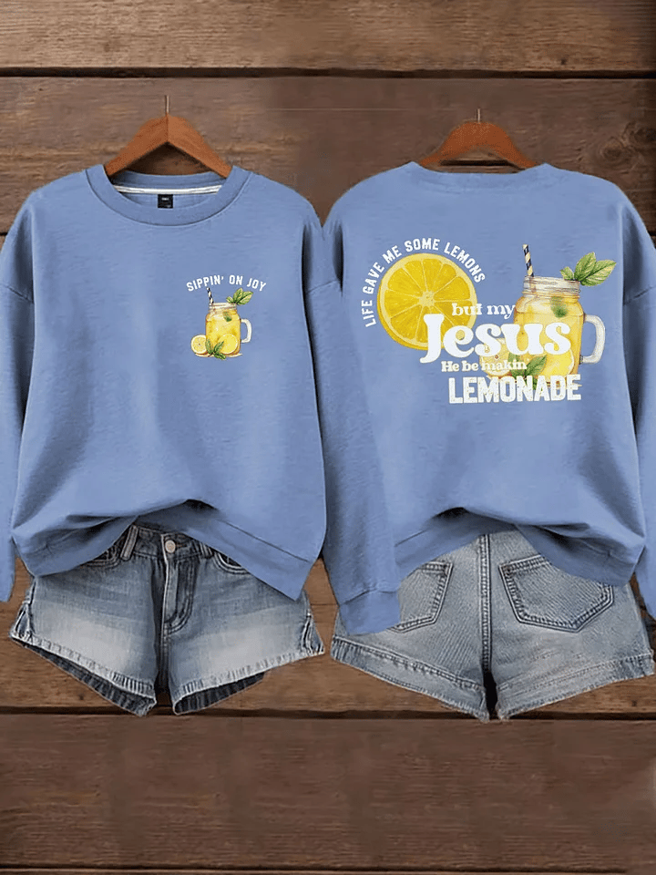 Women's Life Gave Me Some Lemons, But My Jesus Turned Them Into Lemonade Faith Print Hoodie