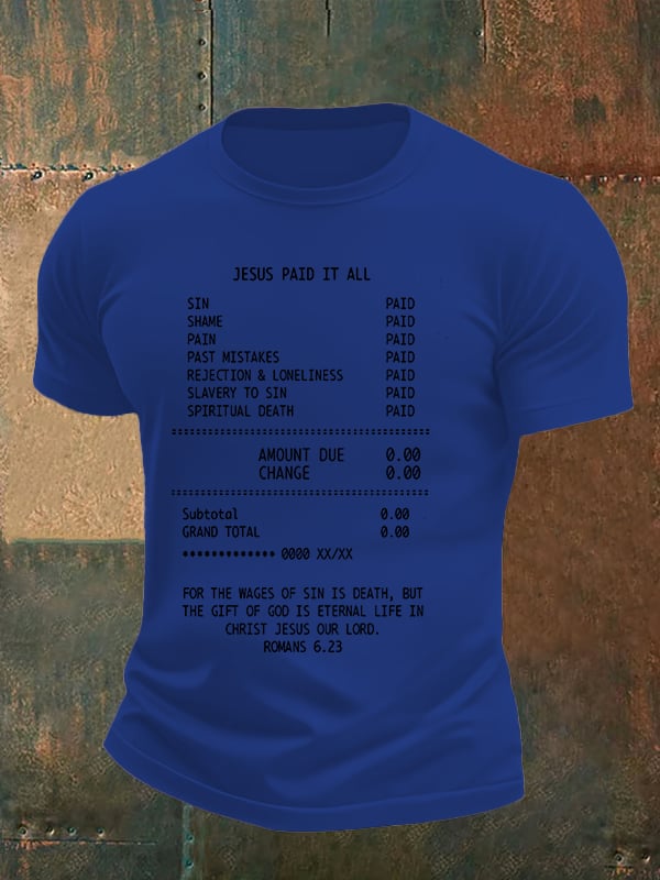 Men's JESUS PAID IT ALL Print Round-Neck T-Shirt