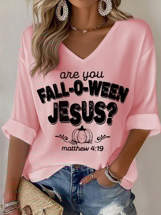 Women's Are You Fall-O-Ween Jesus Print T-shirt