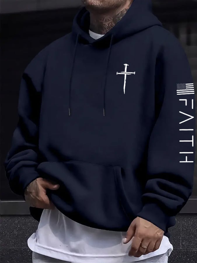 Men's Faith Cross Print Hoodie