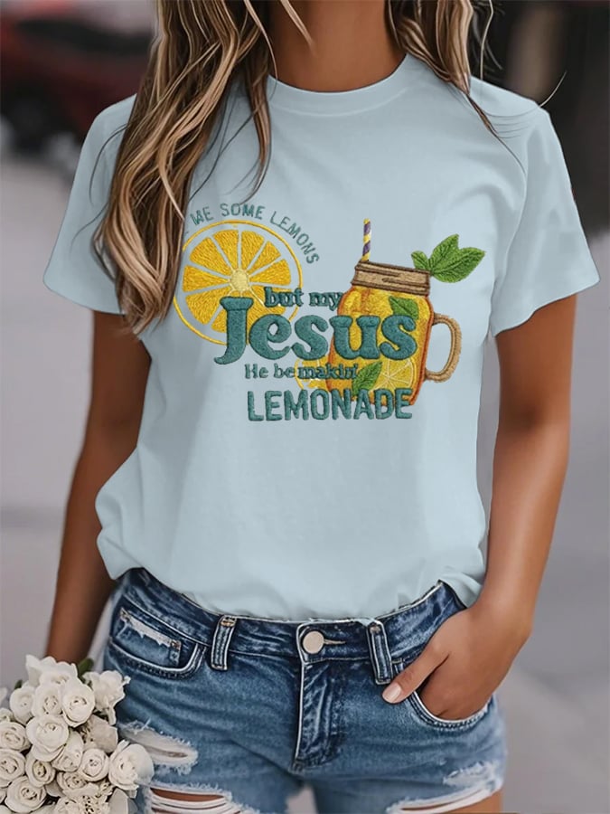 Women's Life Gave Me Some Lemons, But My Jesus Turned Them Into Lemonade Faith Print Shirt