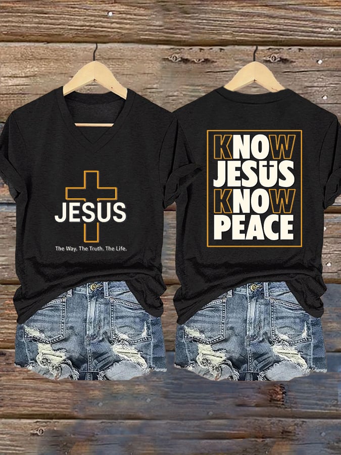 Women'S KNOW JESUS KNOW PEACE Print Short Sleeve T-Shirt