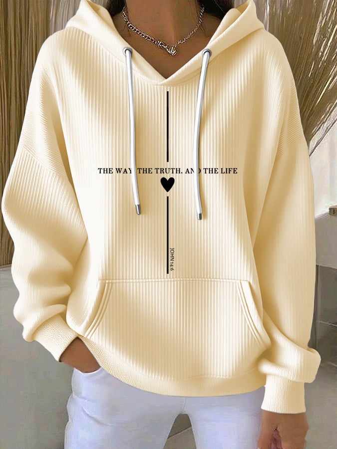 Women's Casual Faith Ribbed Hoodie