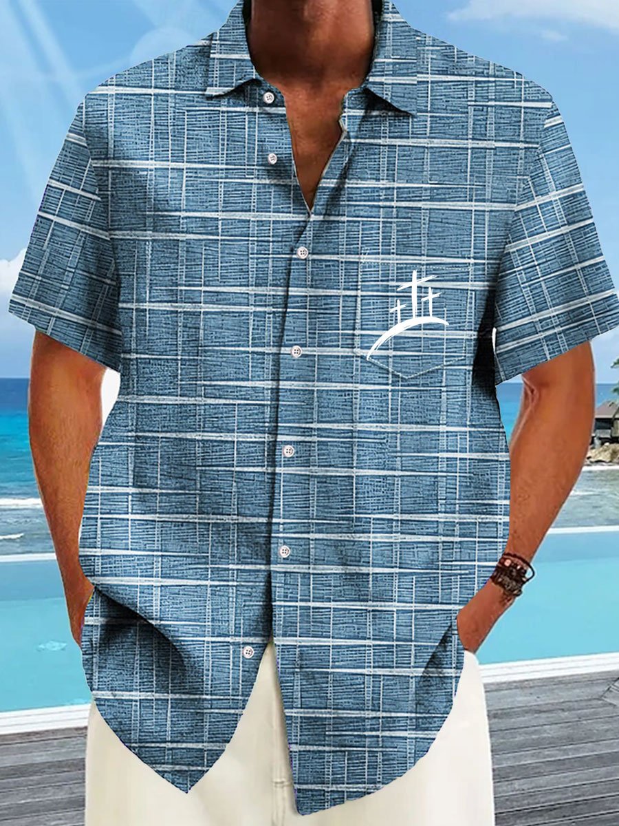 Men's Faith Cross Printed Casual Shirt