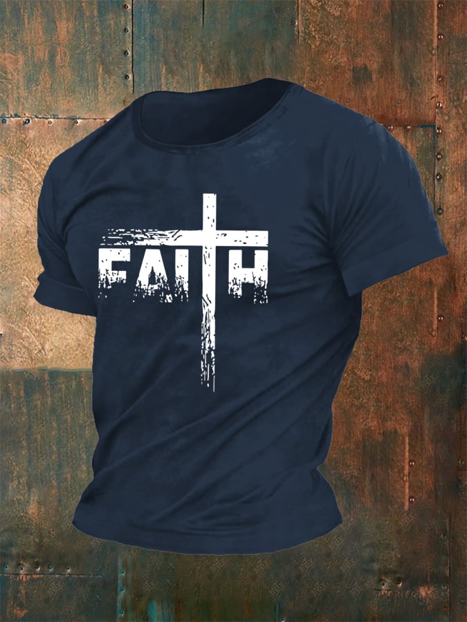 Men's Faith Cross Print Classic T-shirt