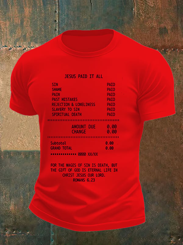 Men's JESUS PAID IT ALL Print Round-Neck T-Shirt