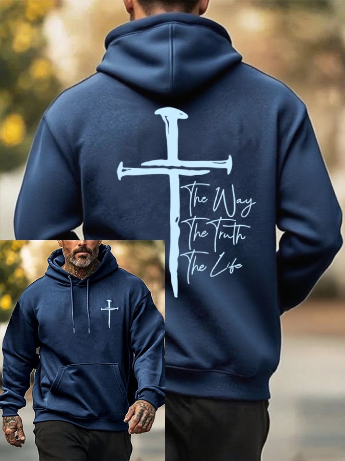 Men's Jesus The Way The Truth The Life Printed Casual Hoodie