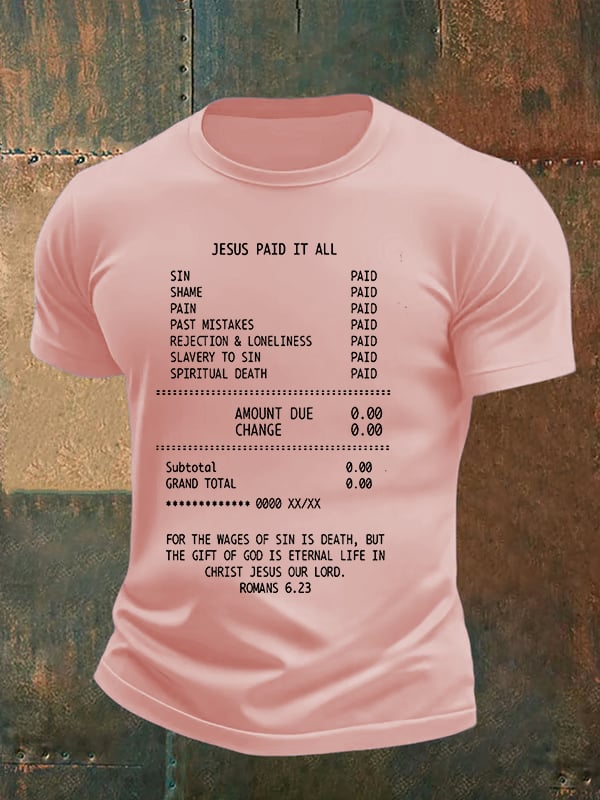 Men's JESUS PAID IT ALL Print Round-Neck T-Shirt
